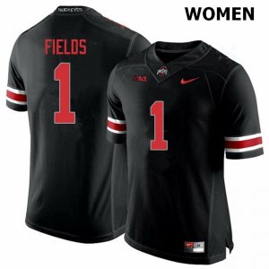 Women's NCAA Ohio State Buckeyes Justin Fields #1 College Stitched Authentic Nike Blackout Football Jersey VT20X37LY